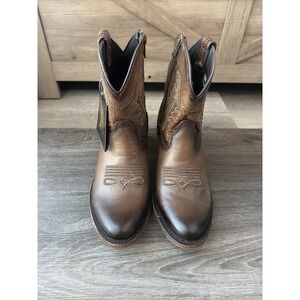 J.B. Dillon Reserve Boots‎ Women's 9B Brown Leather Zip Western Cowboy
